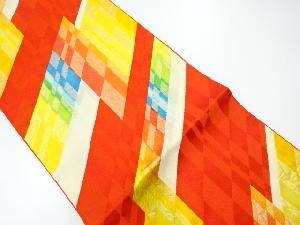 本場筑前博多変わり格子模様織出し名古屋帯
